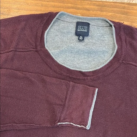 Saks Fifth Avenue Red and Gray Crewneck Sweater - Picture 4 of 5